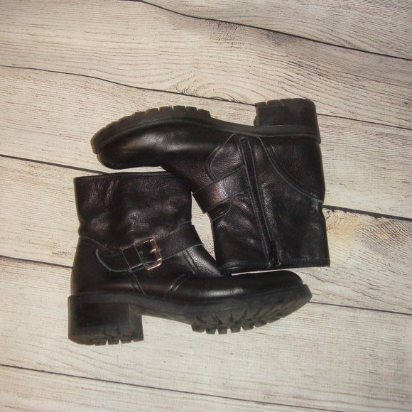 Bronx Freek Out Lug Sole Leather Ankle Engineer Moto Bootie 39(8) - Picture 1 of 8